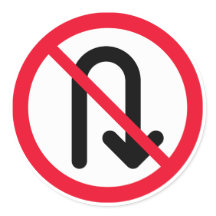 U Draai Verboden Teken | Klassieke ronde Stickers