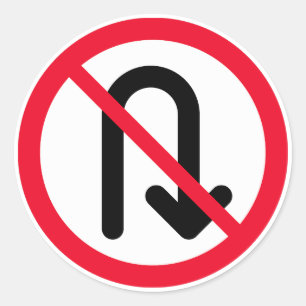 U Draai Verboden Teken Klassieke ronde Stickers