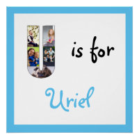 U est pour Nom Photo Bleue Poster
