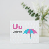 U est pour Umbrella - Carte Flash Alphabet (Debout devant)