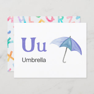 U est pour Umbrella - Carte Flash Alphabet