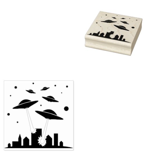 U.F.O. aanval Rubberstempel (Gestempeld)