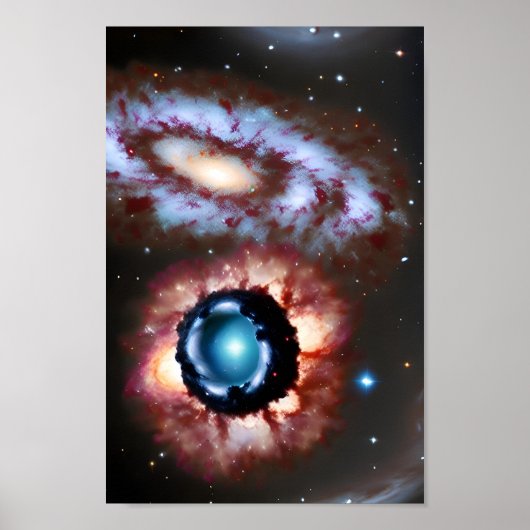 U.F.O. en Galaxy Collides in Cosmic Event Poster (Voorkant)