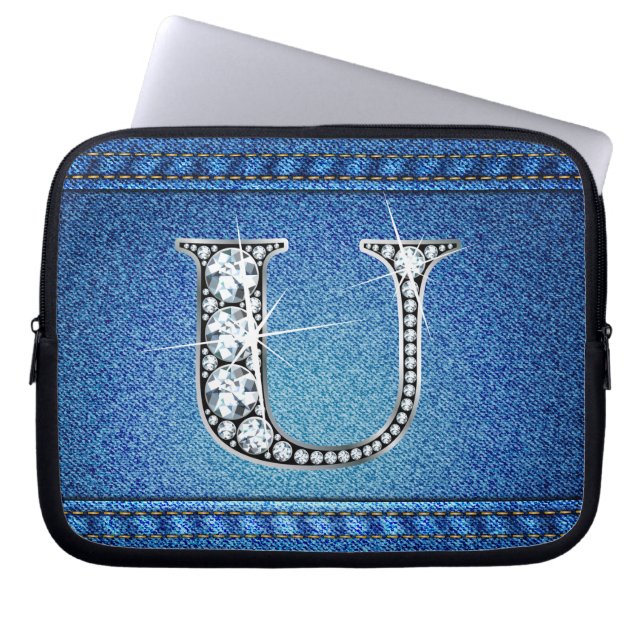 U Faux "Diamond" Denim Stitch Sac électronique (Devant)