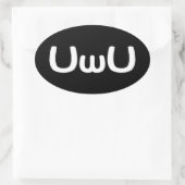 U Happy Anime Face Emoticon Ovale Sticker (Tas)