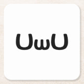 U Happy Anime Face Emoticon Vierkante Kartonnen Onderzetter (Voorkant)