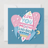 U houdt van de Moon Rocket Kaart (Voorkant)