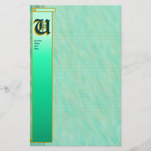 U Initiaal "Blauwgroen Wind" Initiaal met fijne be Briefpapier