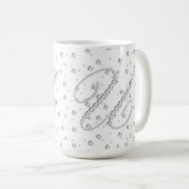 U Initiaal Monogram White Diamonds Print Koffiemok (Voorkant rechts)