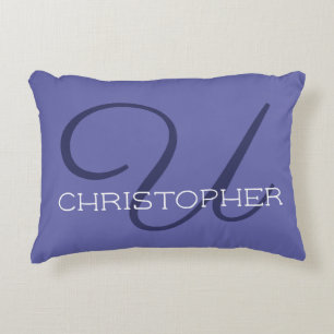 U Initiële kalligrafie Trendy Blauw Chic Accent Kussen