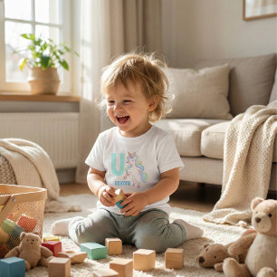 U is voor Eenhoorn - Mooie Regenboog Eenhoorn Alfa Kinder Shirts