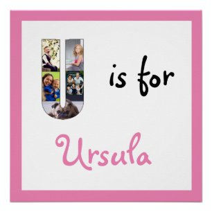 U is voor Naam Roze Foto Poster Perfect Poster