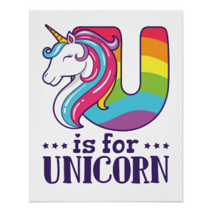 U is voor Unicorn Alphabet Perfect Poster