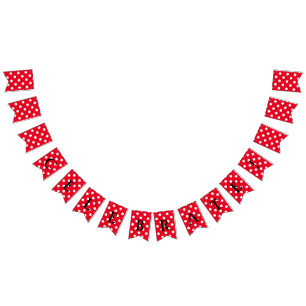 U kiest achtergrondkleur en witte poka-punten vlaggetjes