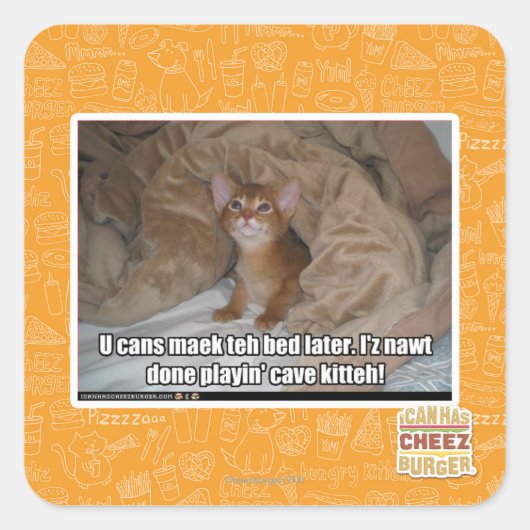 U kunt later het bed maken. vierkante sticker (Voorkant)