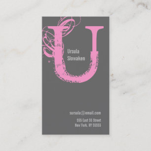 U Letter-alfabet Visitekaartje Roze grijs