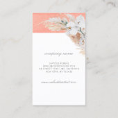 U Letter Monogram White Orchids and Pampas Grass Visitekaartje (Achterkant)