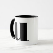 U Modern Monogram Initiaal Letter zwart-wit Mok (Voorkant links)