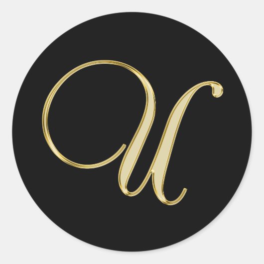 U monogram goud ronde sticker (Voorkant)