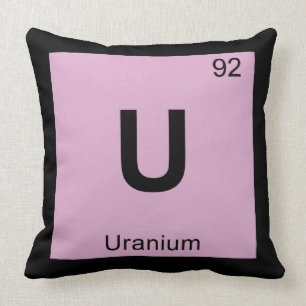 U - Periodiek tabelsymbool voor uraniumchemie Kussen