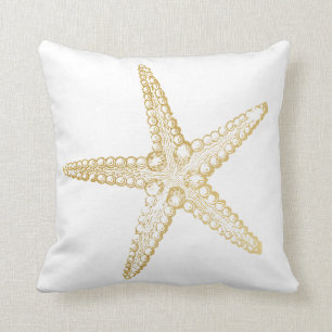 U PICK COLOR! Chic Gold Starfish Beach House Decor Kussen
