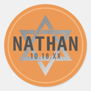 U PICK COLOR Mitzvah Naam Ster David Favor Ronde Sticker