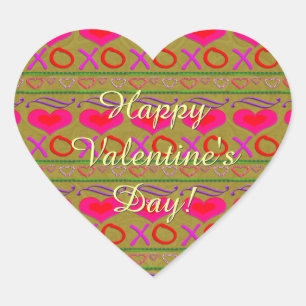 U Pick Color/Valentijnsdag Hugs and Kisses Hart Sticker