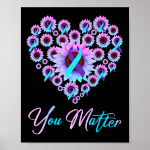 U Probleem Zelfmoordpreventie Blauwgroen Paarse Aw Poster