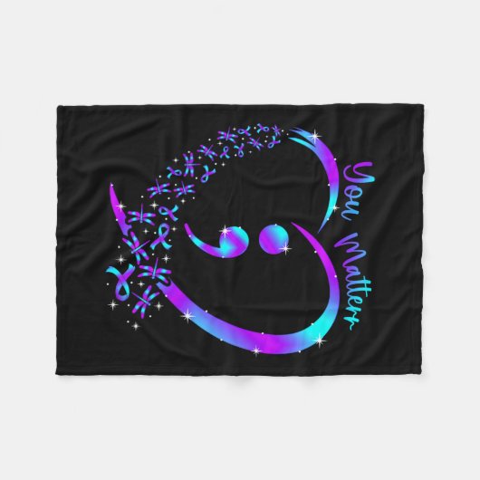 U Probleem - Zelfmoordpreventie Blauwgroen Paarse  Fleece Deken (Voorkant (Horizontaal))