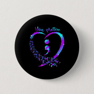 U Probleem - Zelfmoordpreventie Blauwgroen Paarse  Ronde Button 5,7 Cm