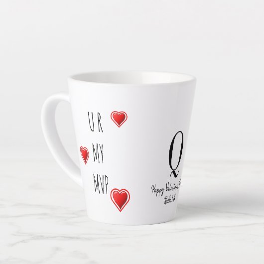 U R MY MVP Modern Christelijk monogram Valentijn Latte Mok (Linkerhoek)