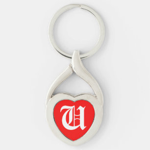 "U" Red Heart Sleutelhanger