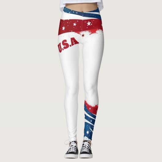 U.S.A. rood wit blauw strepen Leggings (Voorkant)