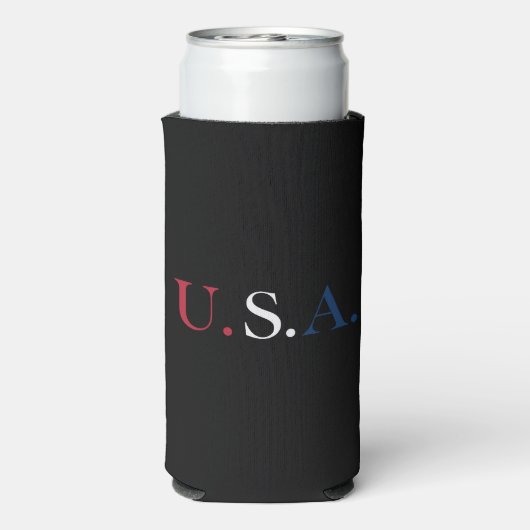 U.S.A. rood wit en blauw belettering ontwerp (Seltzer Achterkant)