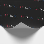 U.S.A. rood wit en blauw belettering ontwerp Cadeaupapier (Hoek)