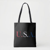 U.S.A. rood wit en blauw belettering ontwerp Draagtas (Voorkant)