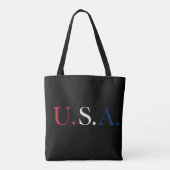 U.S.A. rood wit en blauw belettering ontwerp Draagtas (Achterkant)