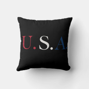 U.S.A. rood wit en blauw belettering ontwerp Kussen