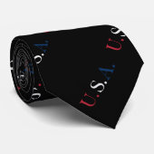 U.S.A. rood wit en blauw belettering ontwerp Stropdas (Opgerold)