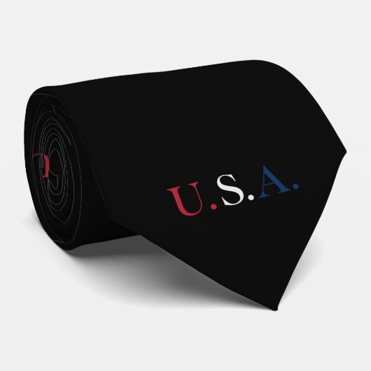 U.S.A. rood wit en blauw belettering ontwerp Stropdas (Opgerold)