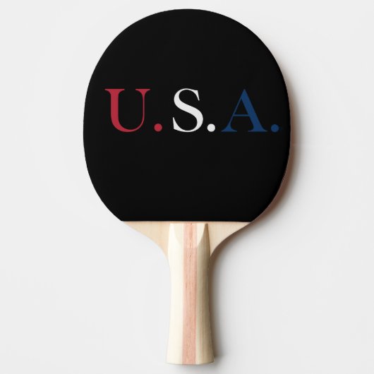 U.S.A. rood wit en blauw belettering ontwerp Tafeltennisbatje (Voorkant)