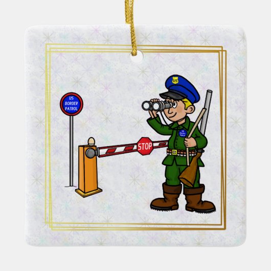 U.S. Border Patrol Agent met Binocles Ornament (Voorkant)