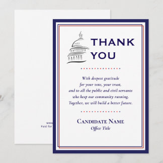 U.S. Capitol Publiek & Ambtenaar Na Verkiezingen Bedankkaart