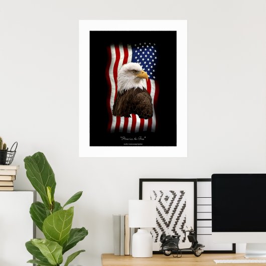 U.S. Flag & Bald Eagle Patriotic Poster Print (Thuiskantoor)