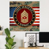 U.S. Marines: Eerste brigadier (USMC 1stSgt) [3D] Poster (Thuiskantoor)