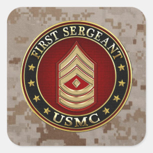 U.S. Marines: Eerste brigadier (USMC 1stSgt) [3D] Vierkante Sticker