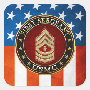 U.S. Marines: Eerste brigadier (USMC 1stSgt) [3D] Vierkante Sticker