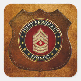U.S. Marines: Eerste brigadier (USMC 1stSgt) [3D] Vierkante Sticker