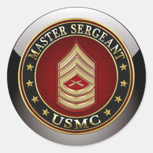U.S. Marines: Hoofdinspecteur (USMC MSgt) [3D] Ronde Sticker