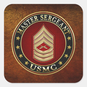 U.S. Marines: Hoofdinspecteur (USMC MSgt) [3D] Vierkante Sticker